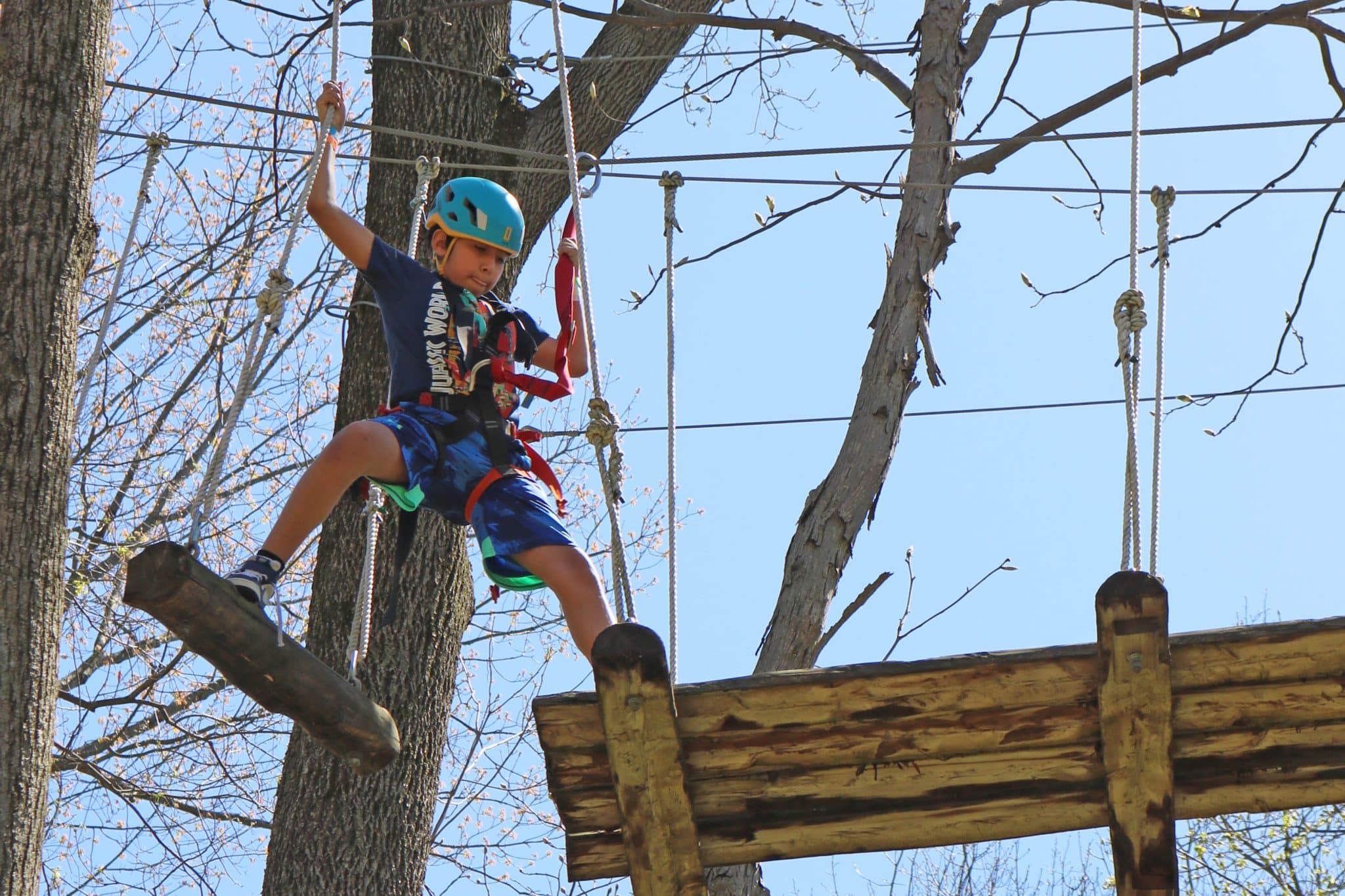 Climbing the high ropes course