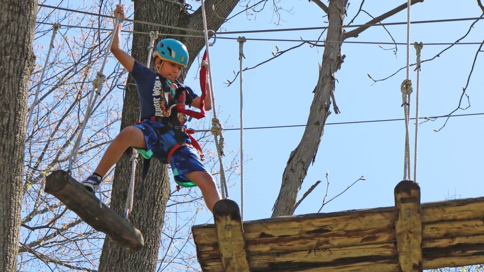Climbing the high ropes course